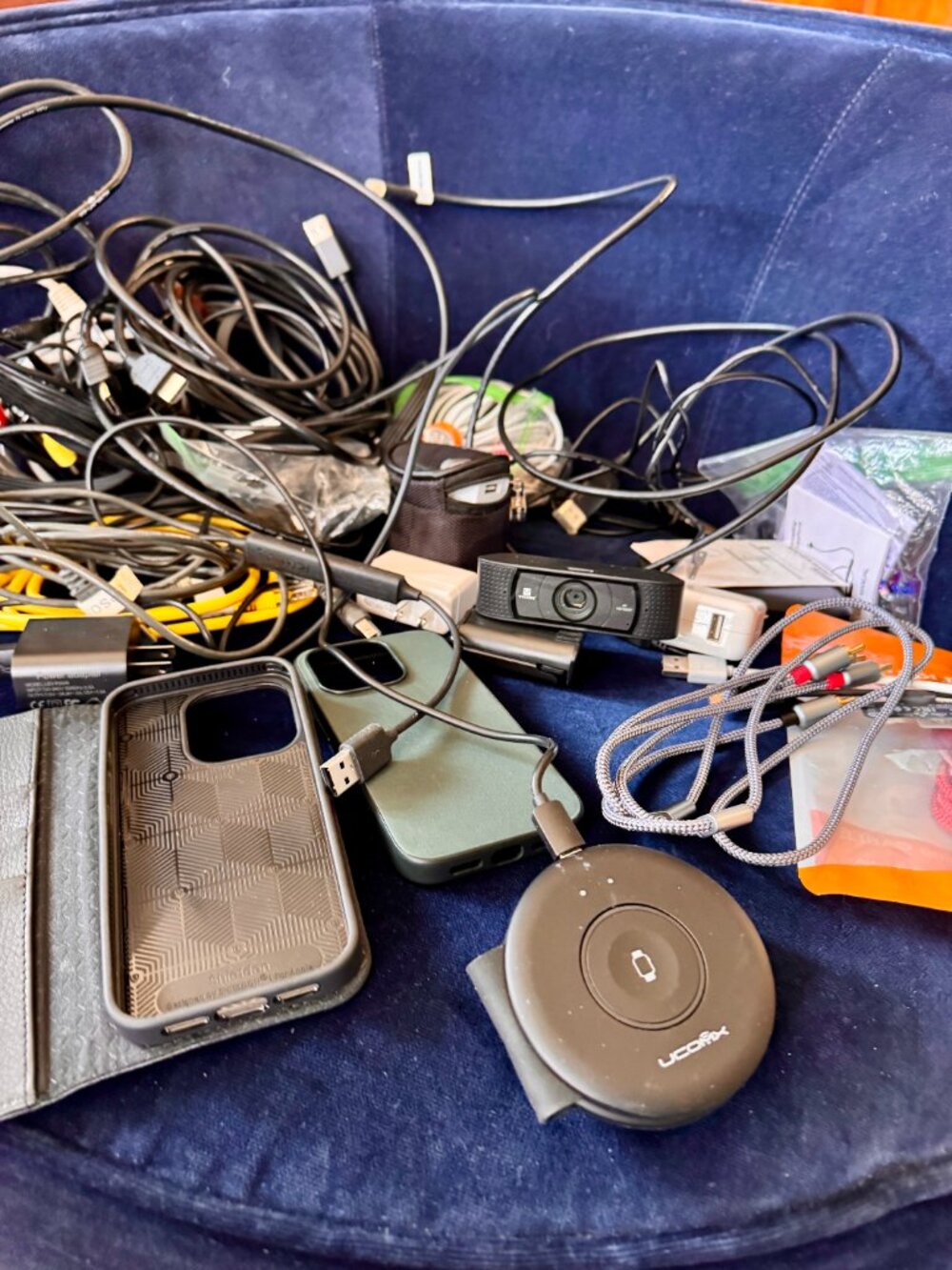All the Cables, Video Camera, Cases, Plugs, Chargers, HDMI, etc.